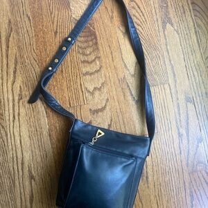 Americana by Sharif Vintage Black Leather Crossbody Bag